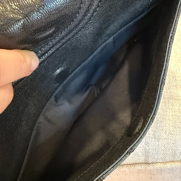 Tory Burch Fleming Shoulder Bag Metallic Black Quilted Leather Silver Chain - Picture 6 of 11